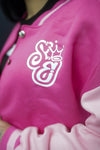 Hot Pink Cropped Varsity Jacket