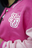 Hot Pink Cropped Varsity Jacket