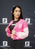 Hot Pink Cropped Varsity Jacket