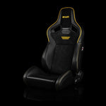 Braum Racing Harness Elite V2 Series Sport Seats - Black Suede (Yellow Piping)