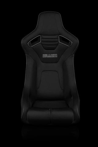 Braum Racing Seats Elite-R Series Fixed Back Bucket Seat - Black Polo Cloth (Black Stitching / Black Piping)