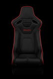 Braum Racing Seats Elite-R Series Fixed Back Bucket Seat - Black Polo Cloth (Red Stitching / Red Piping)