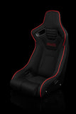 Braum Racing Seats Elite-R Series Fixed Back Bucket Seat - Black Polo Cloth (Red Stitching / Red Piping)