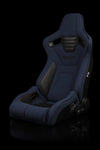 Braum Racing Seats Elite-R Series Sport Seats - Blue Jacquard (Black Stitching / Black Piping)