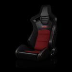 Braum Racing Seats Elite-S Series Sport Seats - Black & Red Houndstooth (Red Stitching)