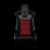 Braum Racing Seats Elite-S Series Sport Seats - Black & Red Houndstooth (Red Stitching)