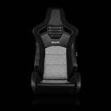 Braum Racing Seats Elite-S Series Sport Seats - Black & White Houndstooth (Grey Stitching)