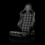 Braum Racing Seats Elite V2 Series Sport Seats - Black and Grey Plaid Inserts - Low Base Version
