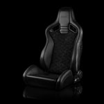 Braum Racing Seats Elite V2 Series Sport Seats - Black Honeycomb Suede (Grey Stitching)