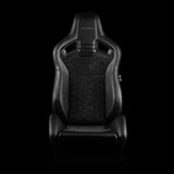 Braum Racing Seats Elite V2 Series Sport Seats - Black Honeycomb Suede (Grey Stitching)