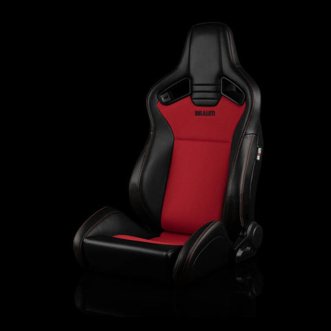 Braum Racing Seats Elite V2 Series Sport Seats - Black Leatherette and Red Cloth