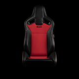 Braum Racing Seats Elite V2 Series Sport Seats - Black Leatherette and Red Cloth