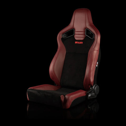Braum Racing Elite V2 Series Sport Seats - Maroon PU / Black Suede / Black Stitchin ...