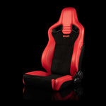 Braum Racing Seats Elite V2 Series Sport Seats - Red PU / Black Suede / Black Stitching - Low Base Version
