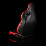 Braum Racing Seats Elite V2 Series Sport Seats - Red PU / Black Suede / Black Stitching - Low Base Version