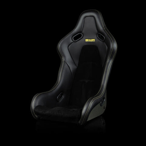 Braum Racing Seats Falcon-S Composite Carbon Kevlar Bucket Seat - Black Alcantara (Yellow Stitching)