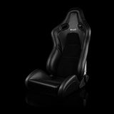 Braum Racing Seats Falcon-S Composite FRP Reclining Seats - Black Alcantara W/ Black Stitching | Dual Knob Recliner