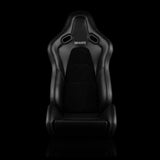 Braum Racing Seats Falcon-S Composite FRP Reclining Seats - Black Alcantara W/ Black Stitching | Dual Knob Recliner