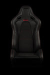 Braum Racing Seats Falcon-S Composite FRP Reclining Seats - Black Alcantara W/ Red Stitching | Dual Knob Recliner