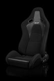 Braum Racing Seats Falcon-S Composite FRP Reclining Seats - Black Cloth/ Grey Stitching