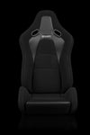 Braum Racing Seats Falcon-S Composite FRP Reclining Seats - Black Cloth/ Grey Stitching