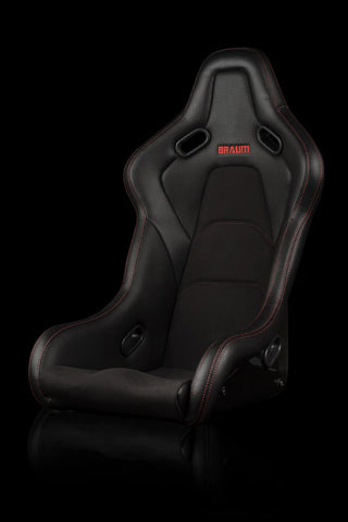 Braum Racing Seats Falcon-S Composite FRP Reclining Seats - Black W/ Red Stitching