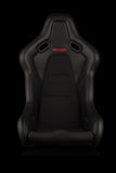 Braum Racing Seats Falcon-S Composite FRP Reclining Seats - Black W/ Red Stitching