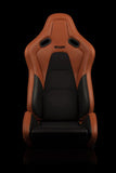 Braum Racing Seats Falcon-S Composite FRP Reclining Seats - British Tan W/ Black Stitching | Dual Knob Recliner