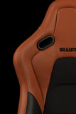 Braum Racing Seats Falcon-S Composite FRP Reclining Seats - British Tan W/ Black Stitching | Dual Knob Recliner