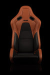 Braum Racing Seats Falcon-S Composite FRP Reclining Seats - British Tan W/ Black Stitching | Dual Knob Recliner