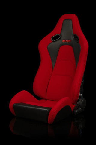 Braum Racing Seats Falcon-S Composite FRP Reclining Seats - Red Jacquard