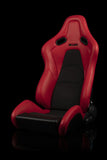 Braum Racing Seats Falcon-S Composite FRP Reclining Seats - Red W/ Black Stitching