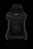 Braum Racing Seats Falcon X Series FIA Approved Fixed Back Racing Seat - Black Polo Cloth (White Stitching / White Piping)