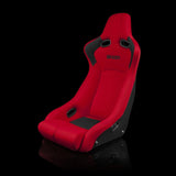 Braum Racing Seats Venom-R Series Fixed Back Bucket Seat - Red Cloth / Carbon Fiber