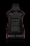 Braum Racing Seats Venom-X Series Fixed Back Bucket Seat - Black Diamond / Red Stitching