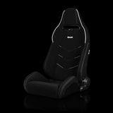 Braum Racing Seats Viper X Series Sport Seats - Black Jacquard / White Piping
