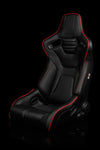 Braum Racing Seats ELITE-R SERIES RACING SEATS ( BLACK LEATHERETTE | RED PIPING ) – PAIR